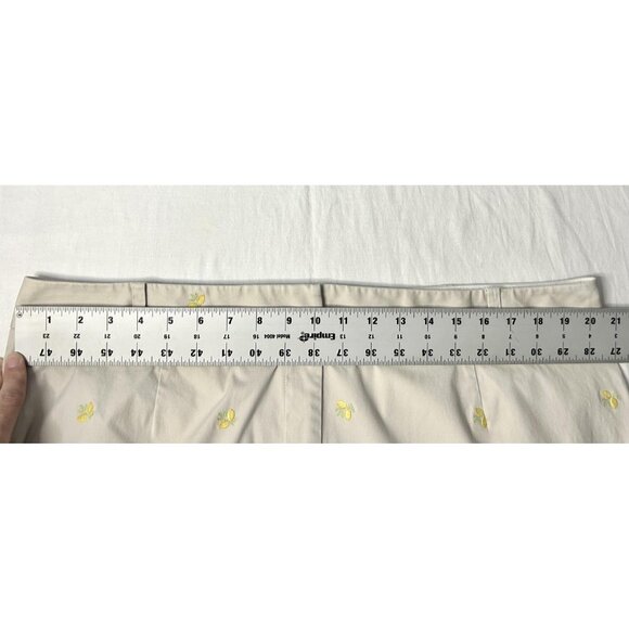 Talbots Pants Womens 18W Beige Lemon Embroidered Chino Ankle Cropped Heritage - Picture 13 of 15